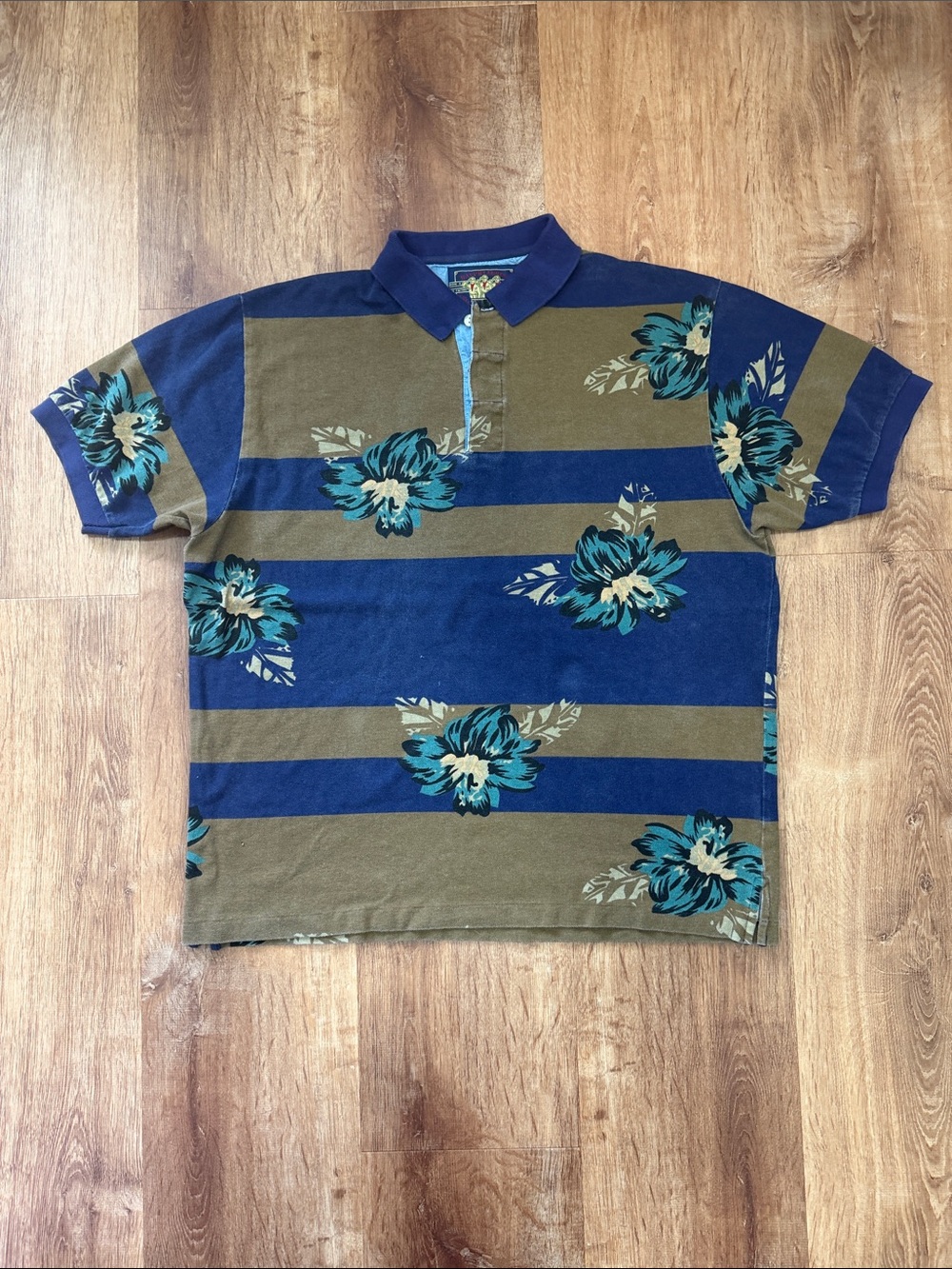 Vintage Ralph Lauren Chaps Polo Shirt Mens L Short Sleeve Floral Classic USA